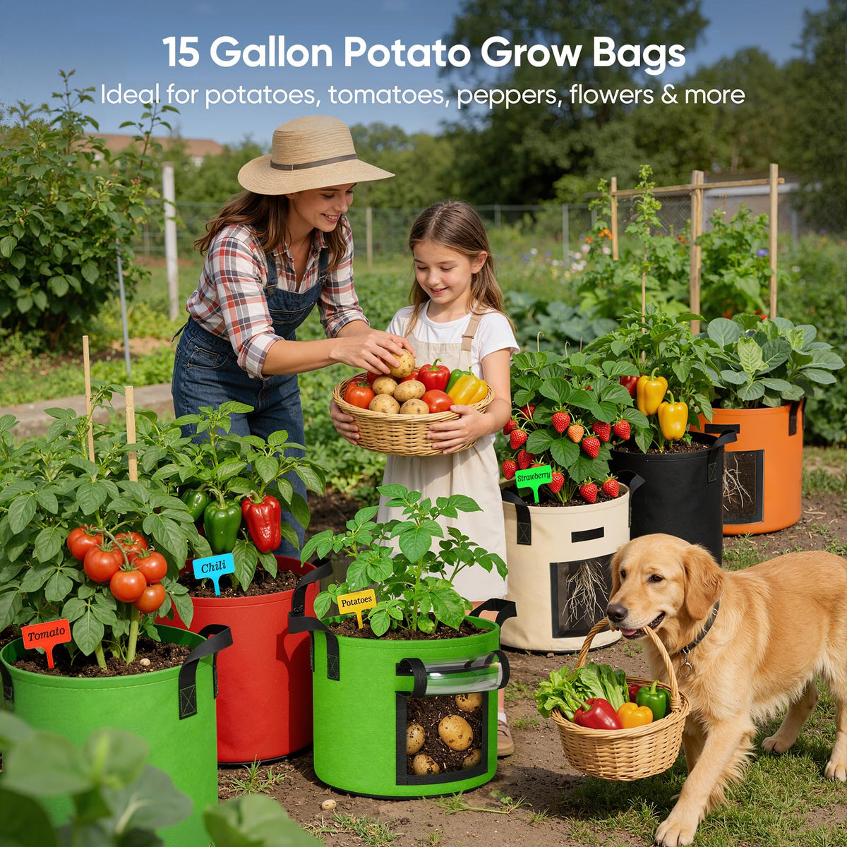 NESSTU grow bag with reinforced handles for easy moving.
