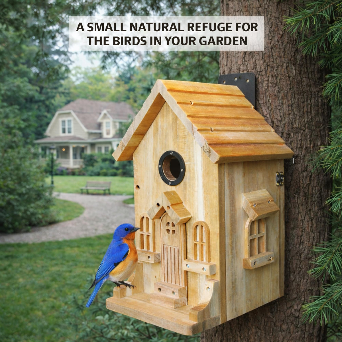 Nestingood bird house kit assembly progress with parts laid out for easy building.