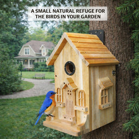 Nestingood bird house kit assembly progress with parts laid out for easy building.