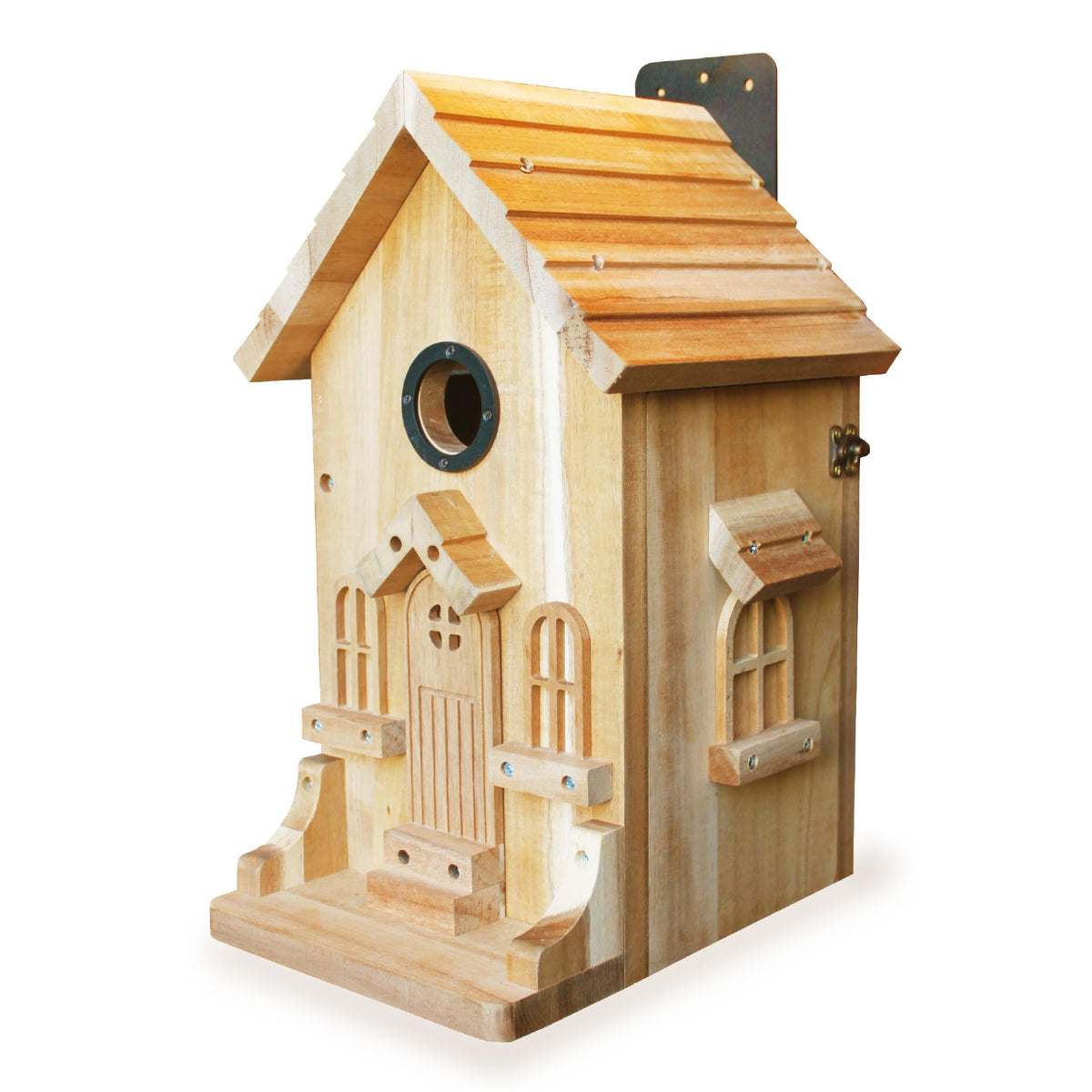 Nestingood bluebird nesting box exterior in natural wood finish for backyard nesting.