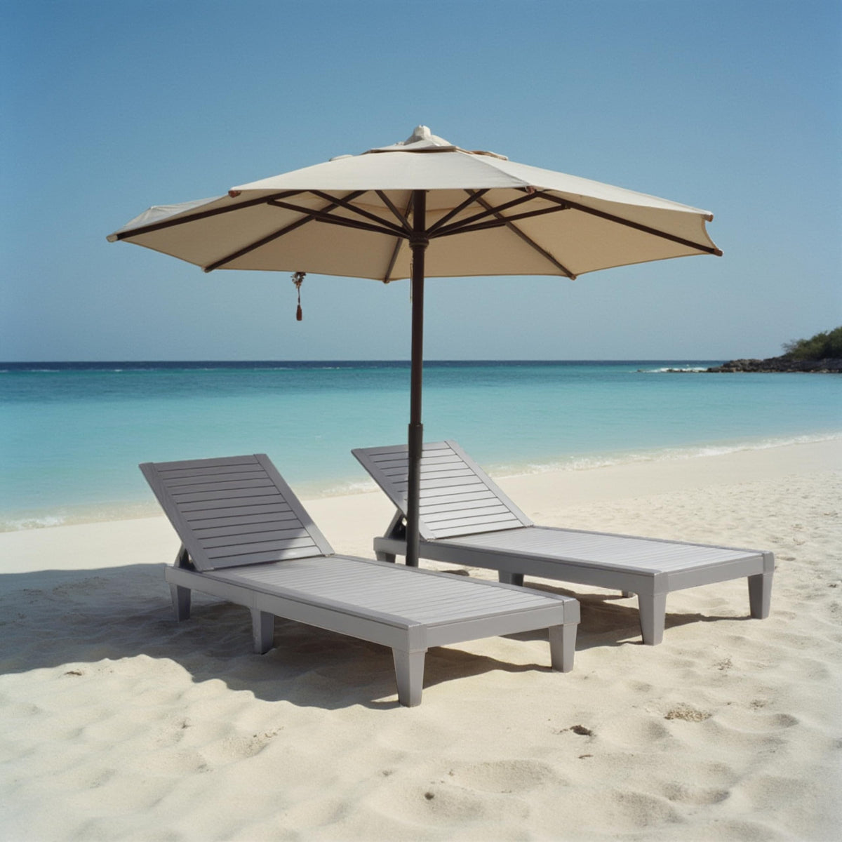 Nestl grey chaise lounge with 5-position adjustability for personalized comfort.