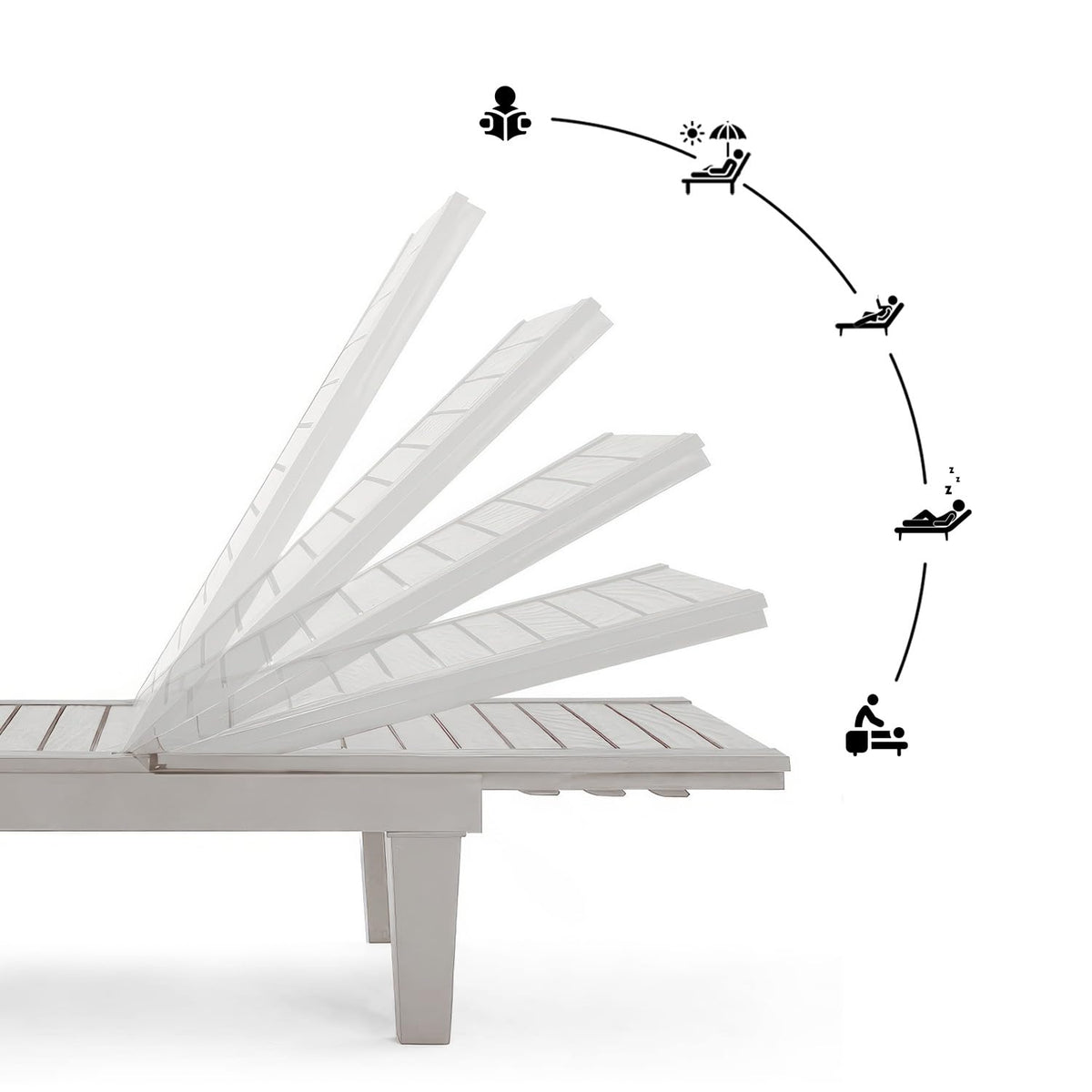 Nestl sturdy wood-grain polypropylene lounge with a 265 lb weight limit.