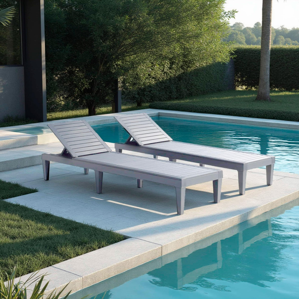 Nestl five-position recliner supports sunbathing, reading, or a nap.