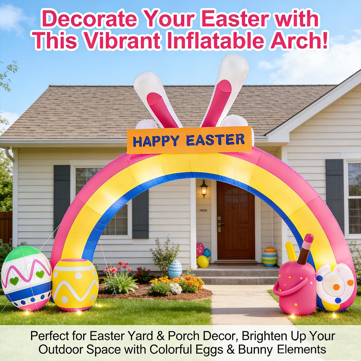 Nestly UV-resistant outdoor arch keeps colors vibrant.