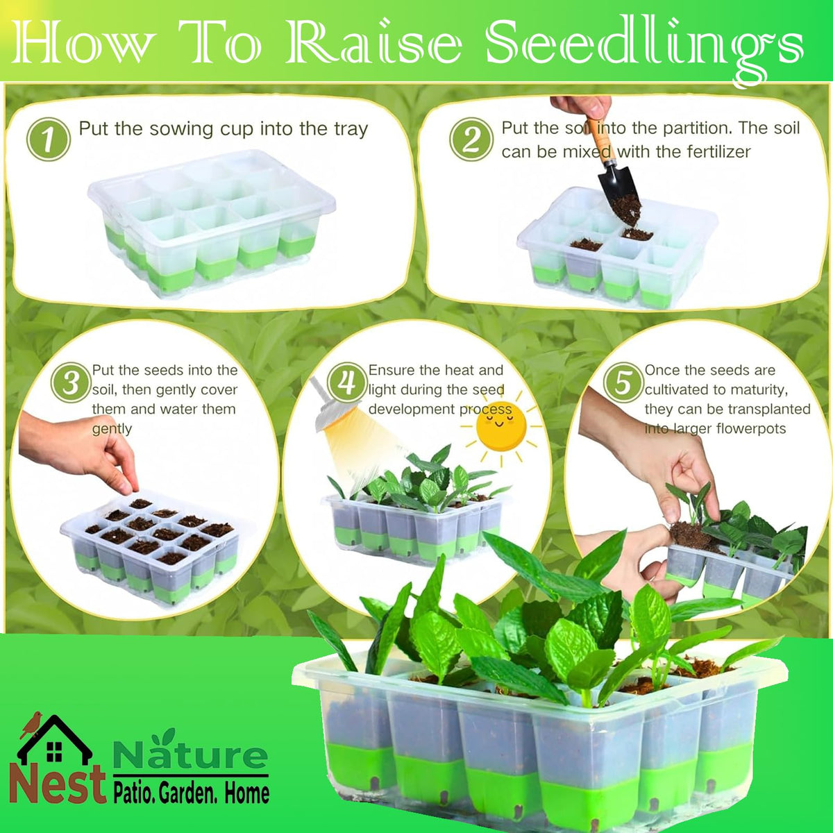 NestNature Patio.Garden.Home base-tray-bottom-watering supports even moisture for seedlings