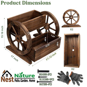 NestNature Rustic carbonized finish planter on patio
