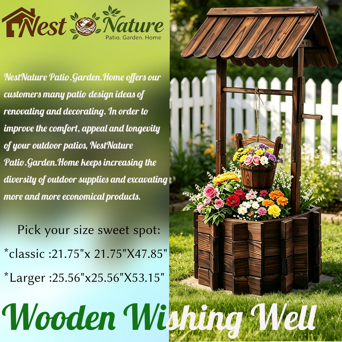 NestNature wishing well assembly in progress with clear instructions