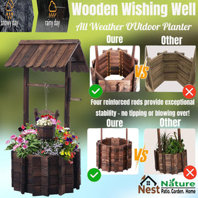 NestNature wishing well wood grain and reinforced rods emphasize stability