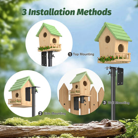 NestShld pole supports camera attachment for birdwatching.