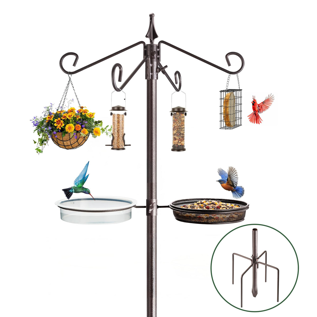 NestShld Bird Feeding Station top hooks for versatile hanging of feeders and décor.