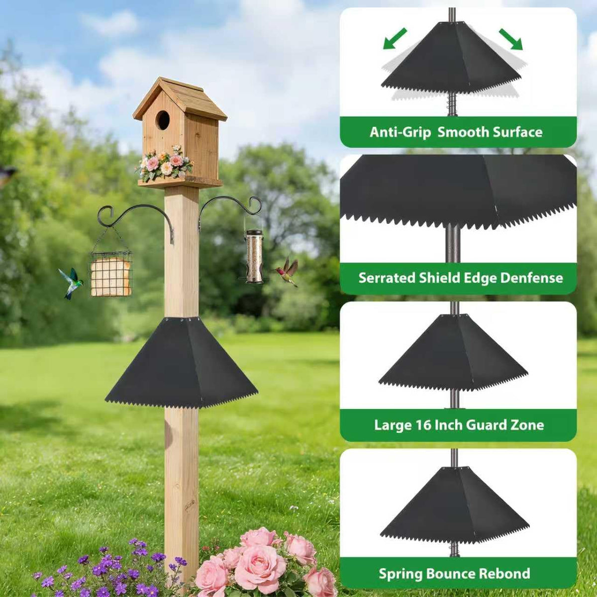 NestShld baffle hanging from branch for flexible installation