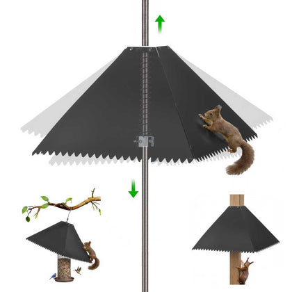 NestShld squirrel baffle upper view shows solid metal protection for feeders