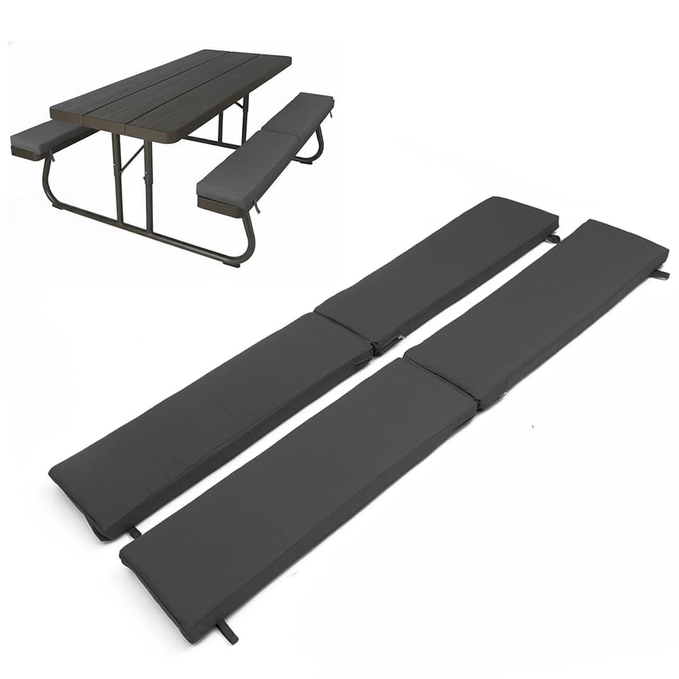 Nesturialia picnic bench cushions showcase fabric texture for all-weather comfort.