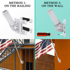 Neszyzai flag pole holder screws fixed to wall or board