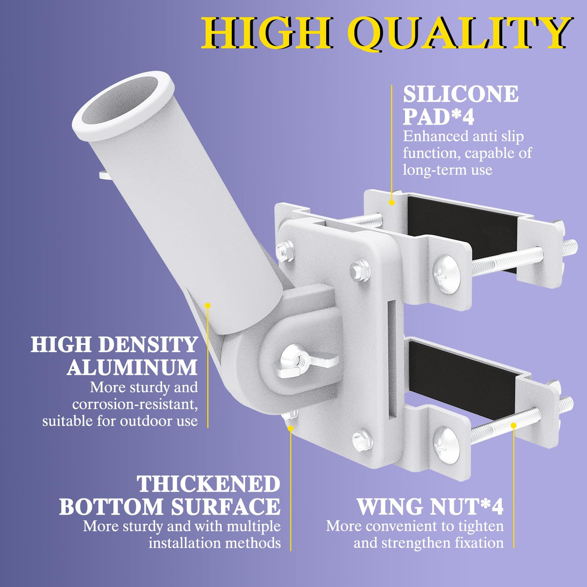 Neszyzai flag pole holder with silicone pads for slip resistance