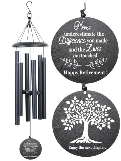 NETAEX 32-inch black wind chime, ideal retirement gift for any recipient.