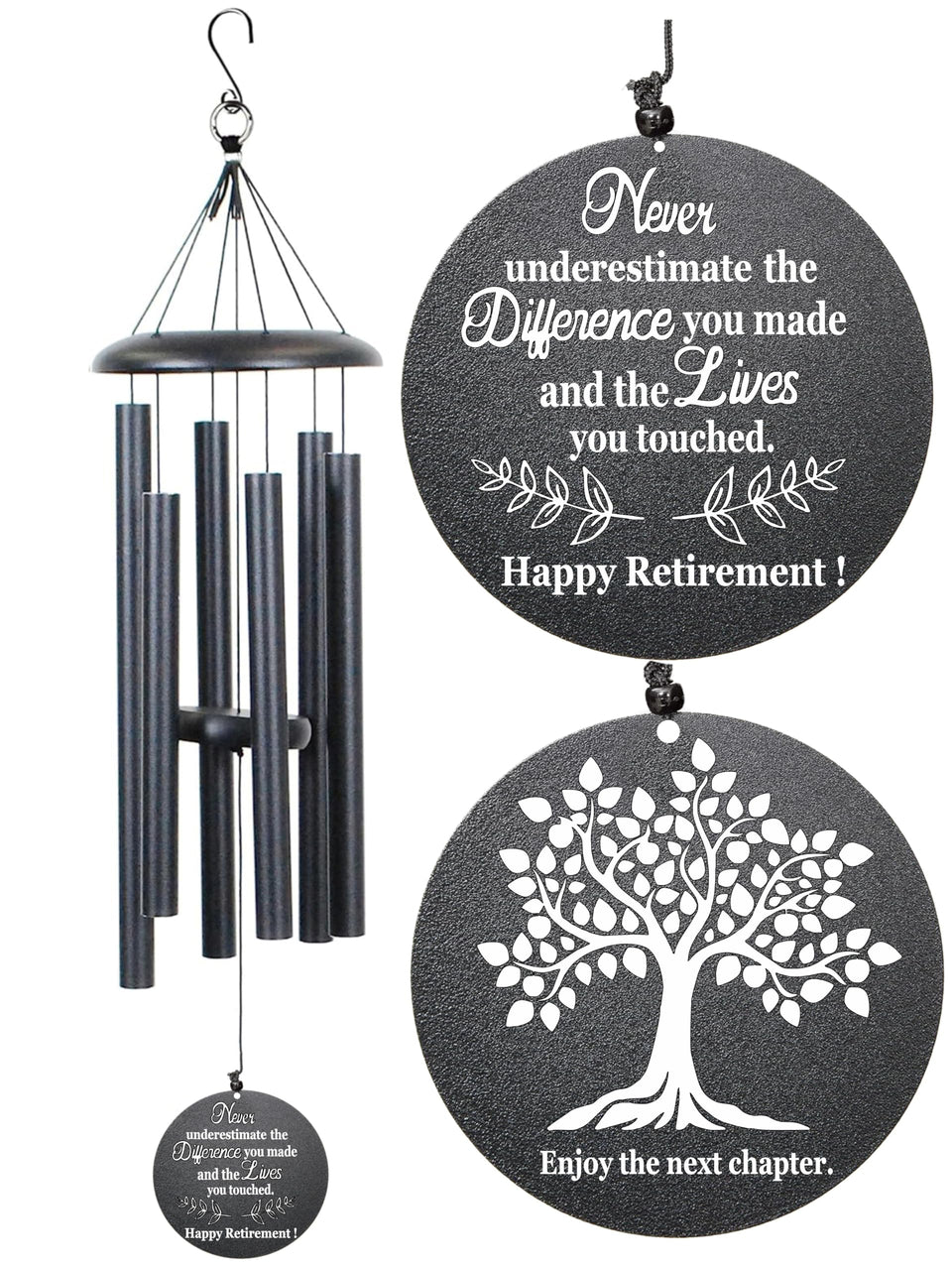 NETAEX 32-inch black wind chime, ideal retirement gift for any recipient.