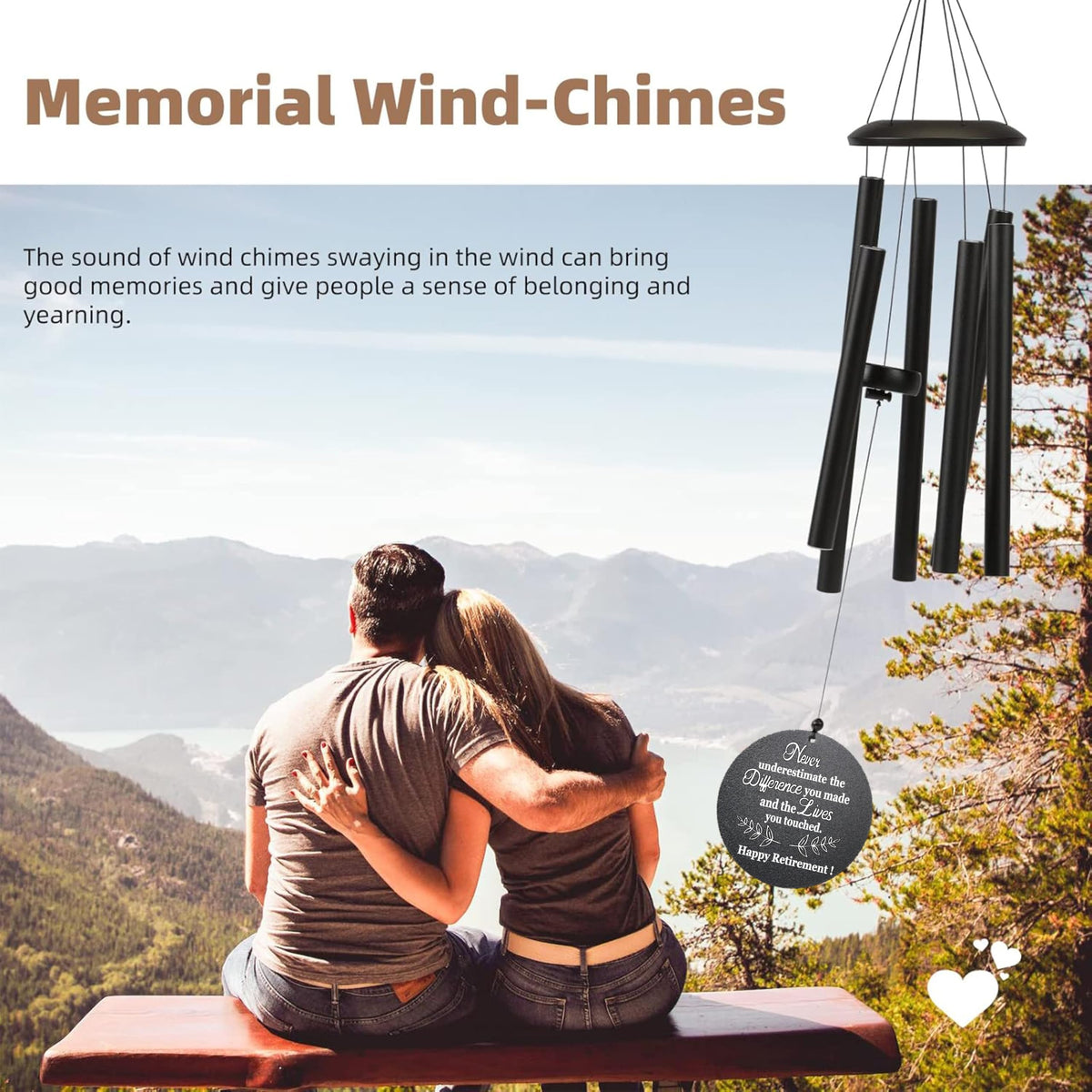 Outdoor setting showing weather-resistant wind chime in use.