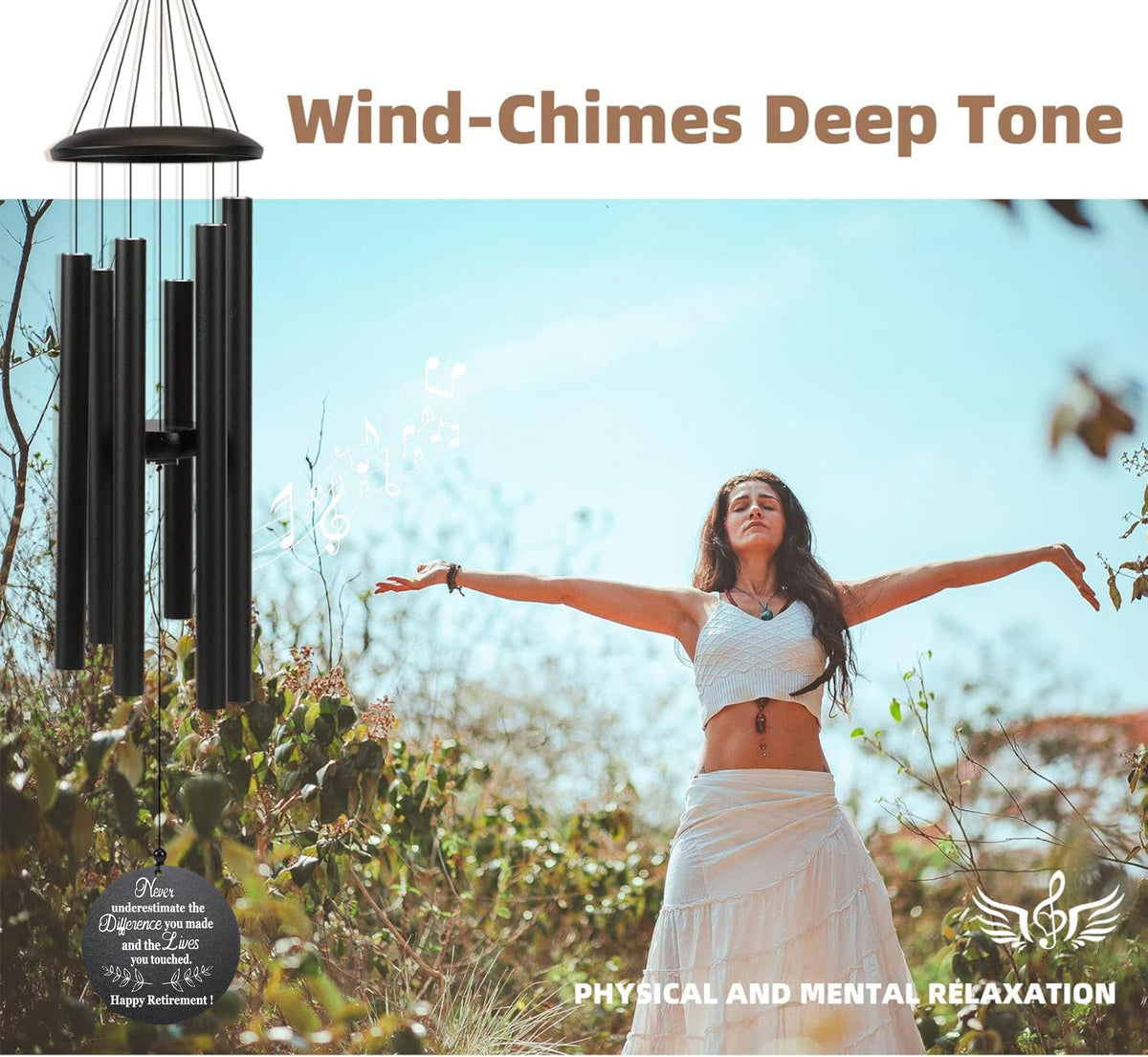 Tubes ranging 9 to 13 inches create balanced melodies.