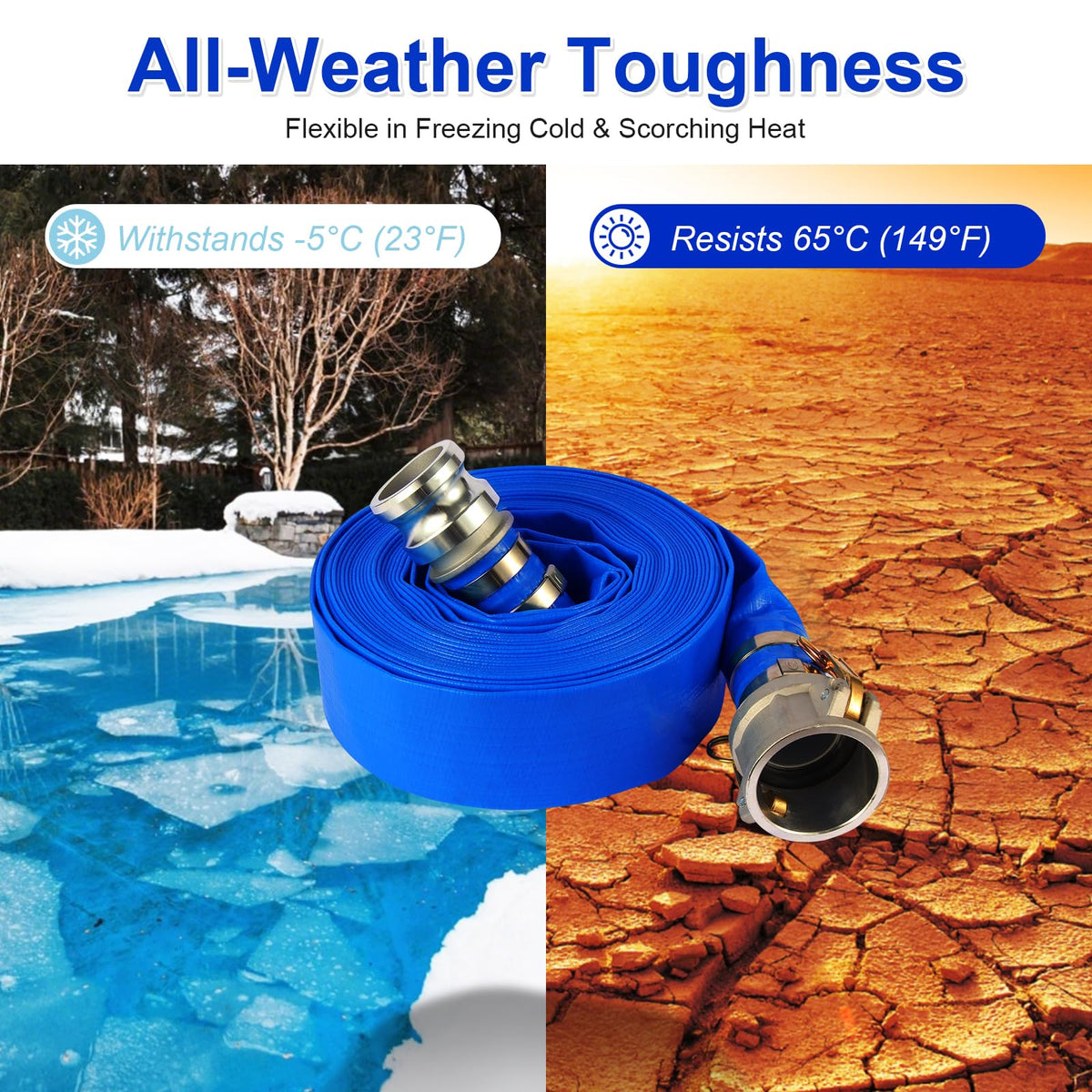 NetLea hose designed for all-weather durability across cold and hot conditions.