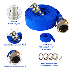 NetLea backwash hose with Camlock Type E fitting for easy attachment.