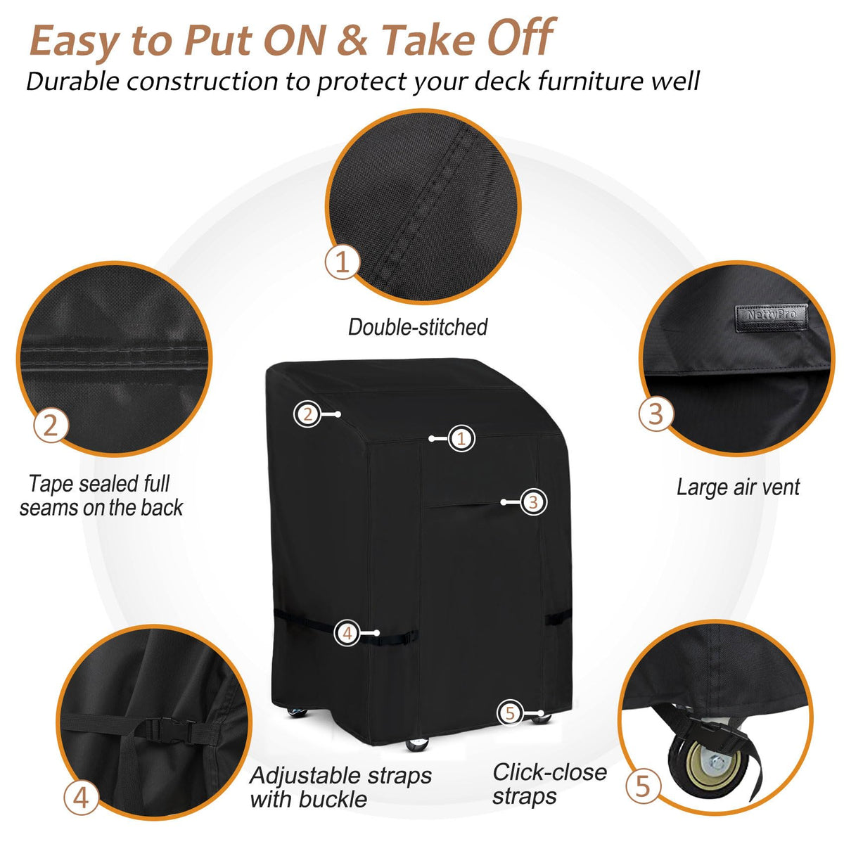 NettyPro outdoor grill cover demonstrates all-weather durability outside