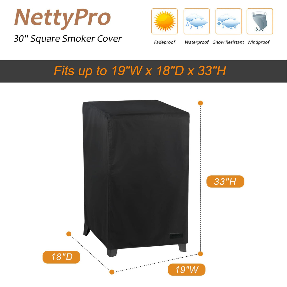 Bottom buckles on NettyPro smoker cover for wind resistance