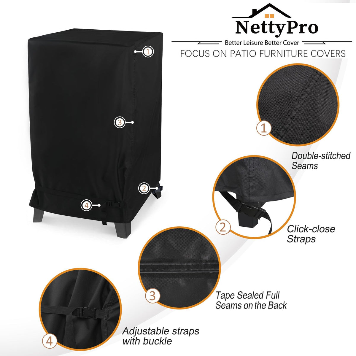 NettyPro durable outdoor smoker cover protecting against elements
