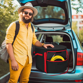 NettyPro bag full-wrap zipper protects fire pit from dust and rain.