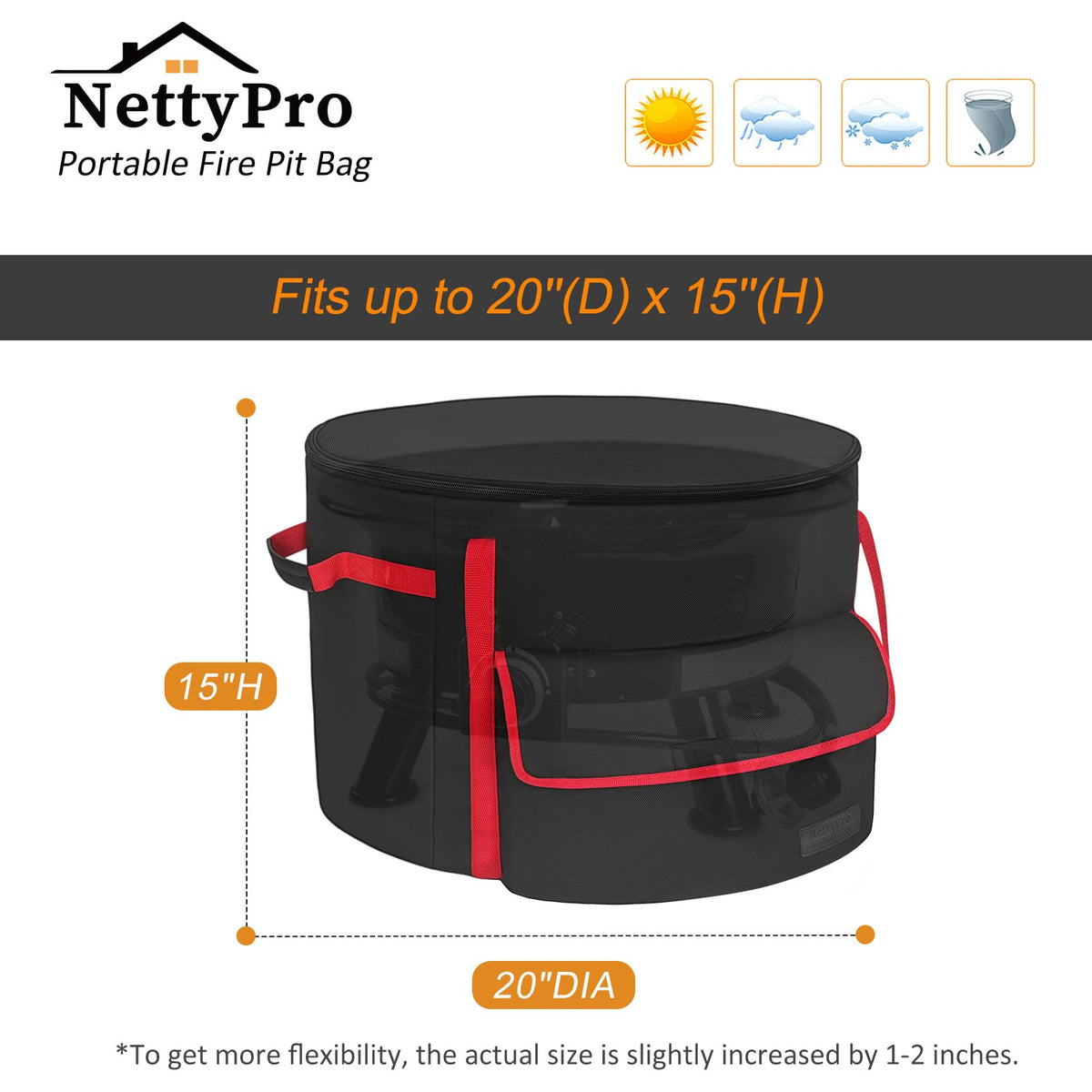 NettyPro carry bag heavy-duty material close-up, durable protection against wear during camping trips.