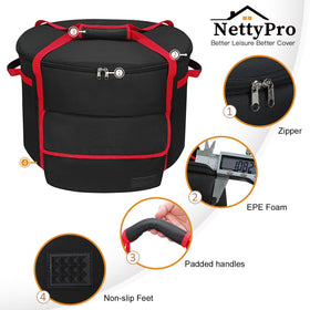 NettyPro fire pit bag side-handles enable flexible two-person lifting.