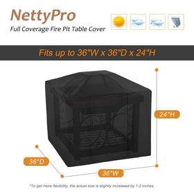 NettyPro fire pit cover square buckle straps provide secure fit