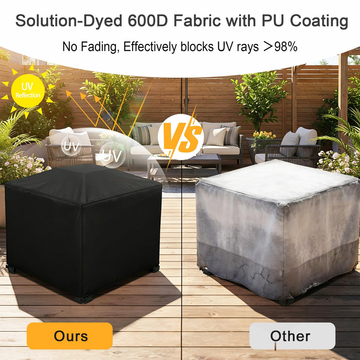 NettyPro fire pit cover square waterproof material keeps moisture out