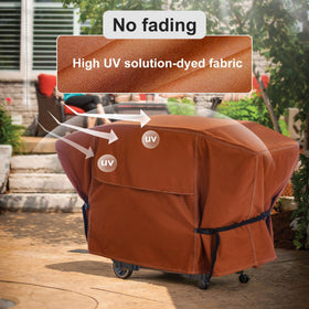NettyPro griddle cover strap and buckle detail for wind resistance.