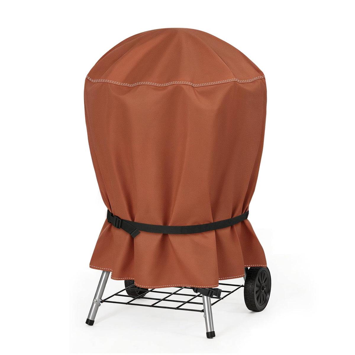 NettyPro grill cover on 22-inch kettle protects against sun and rain
