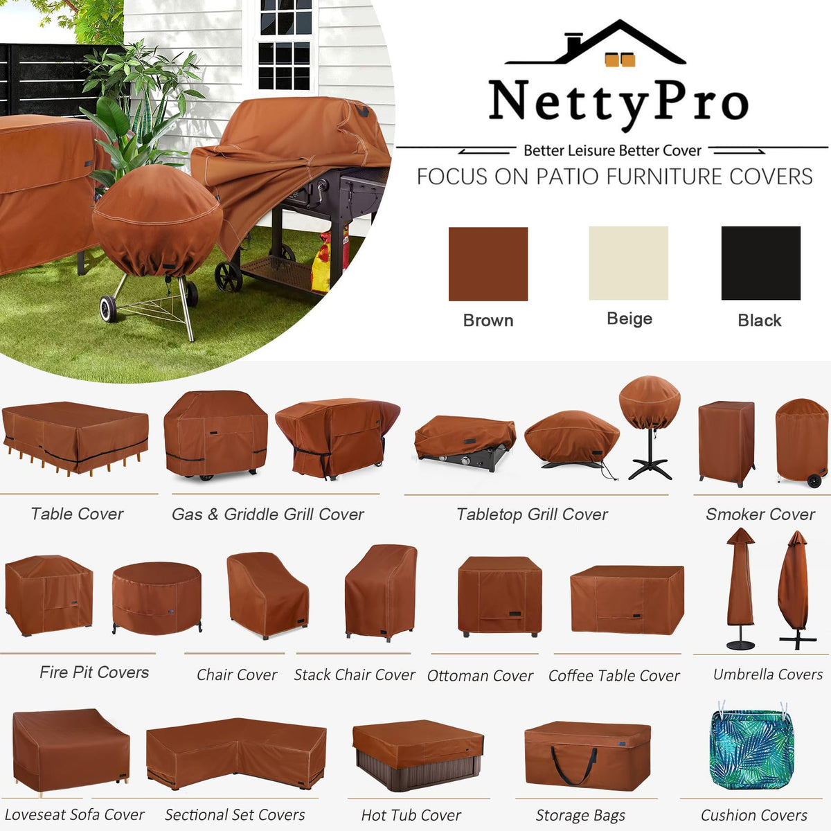 NettyPro grill cover buckle closure secures your grill against unexpected gusts.