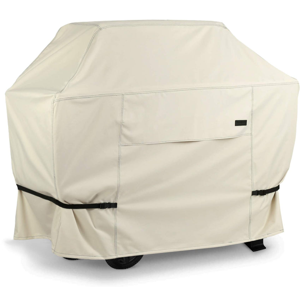 NettyPro grill cover 68 inch front view protects a 3-5 burner grill from sun and rain.