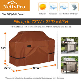 NettyPro Grill Cover adjustable straps secure fit against wind.