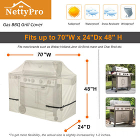 NettyPro grill cover front vent design reduces condensation under cover.