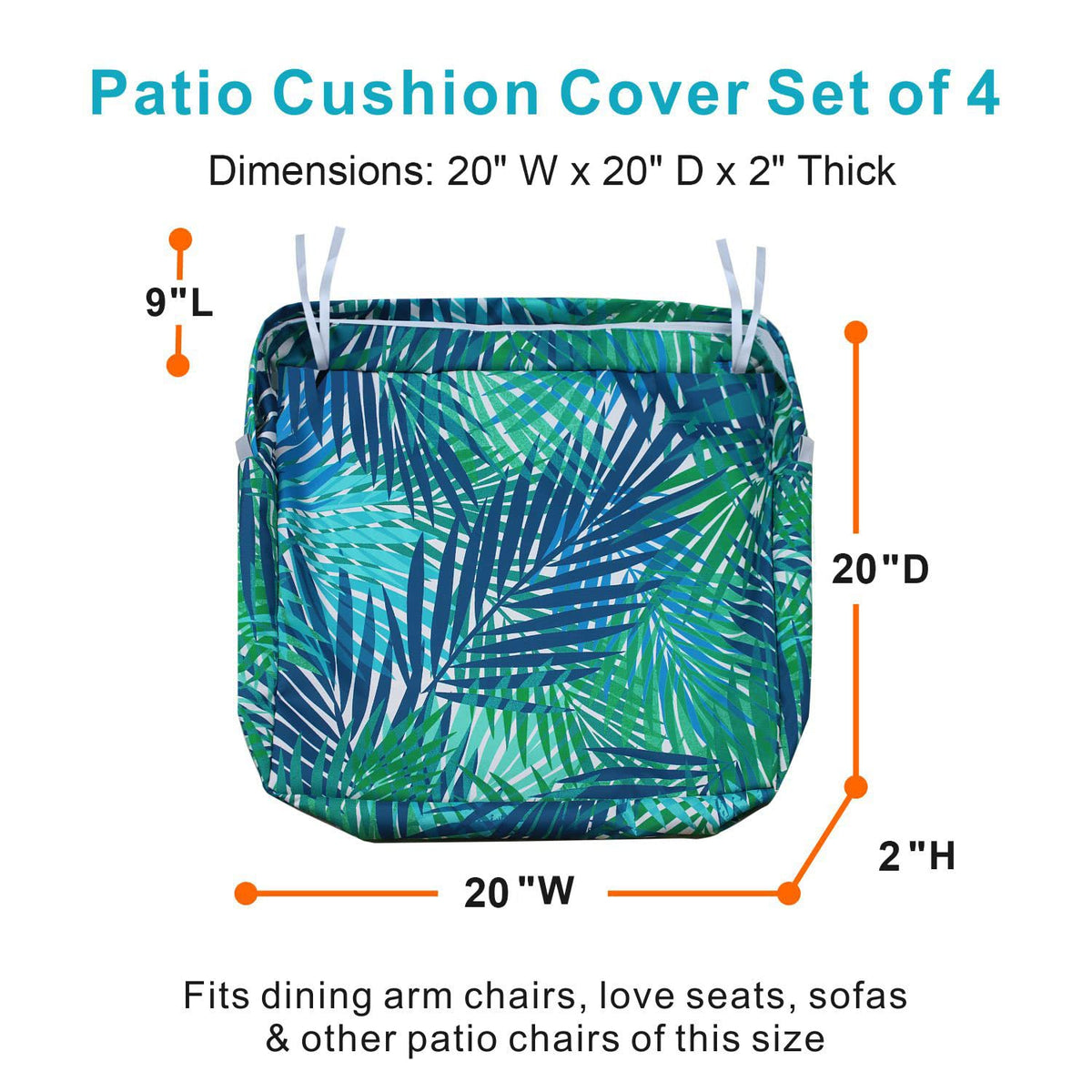 NettyPro cushion slipcover with four adjustable ties for secure fit