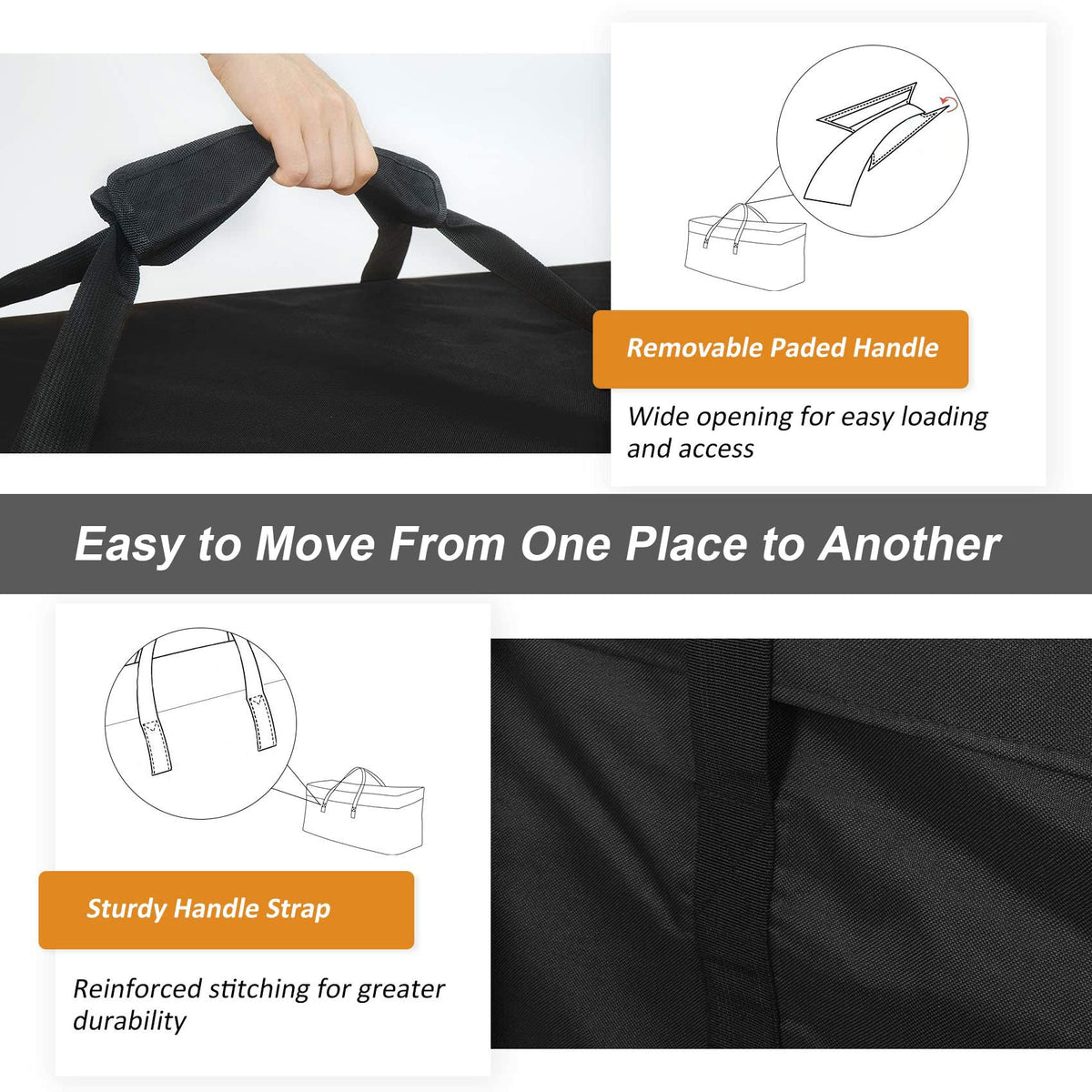 NettyPro sturdy handles simplify moving the bag across the patio.