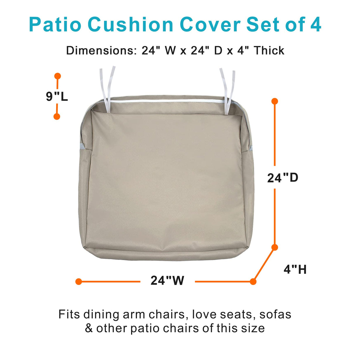 NettyPro 24x24x4 cushion cover fits deep-seat chairs
