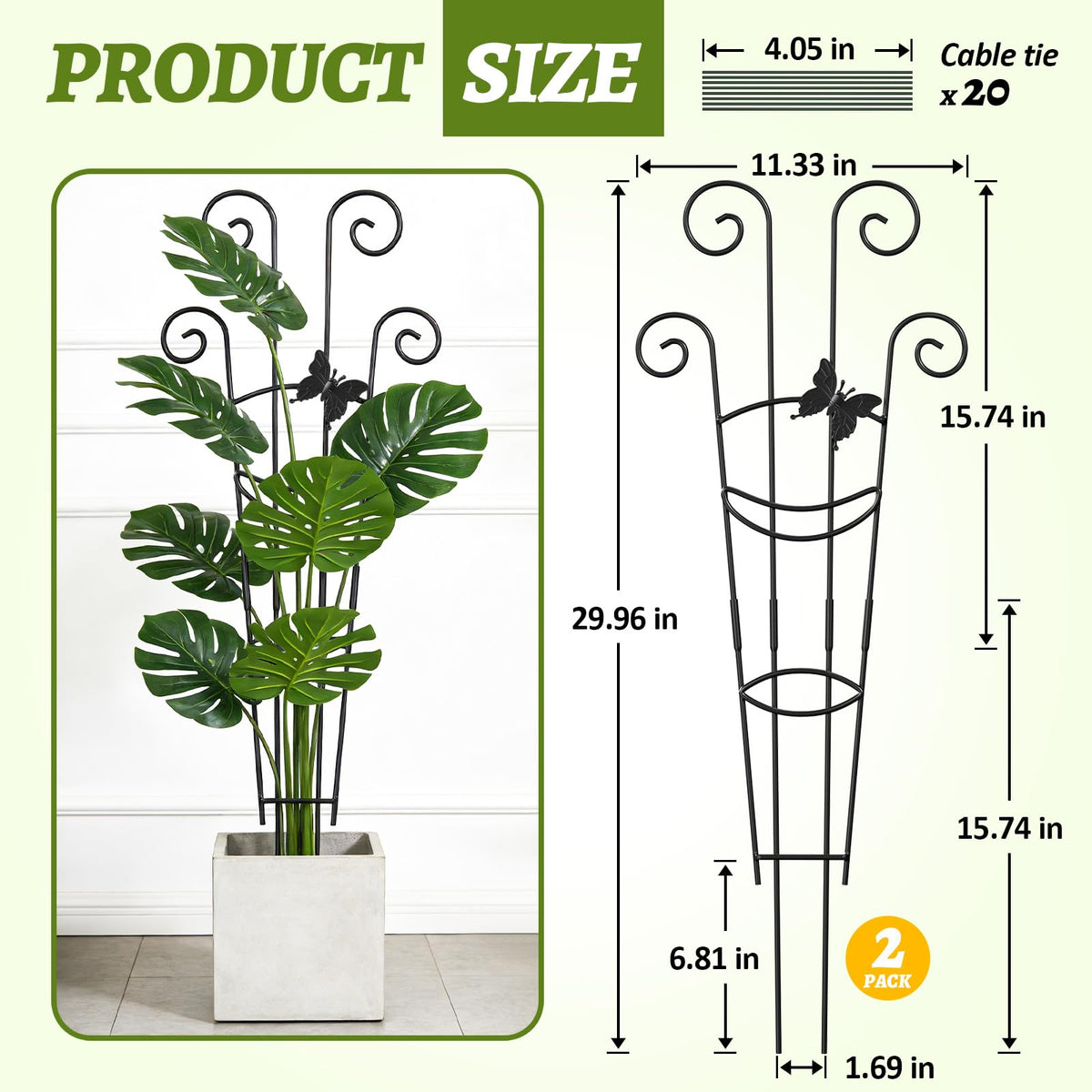 Netuaoo height-adjustable trellis extended to support taller plants.