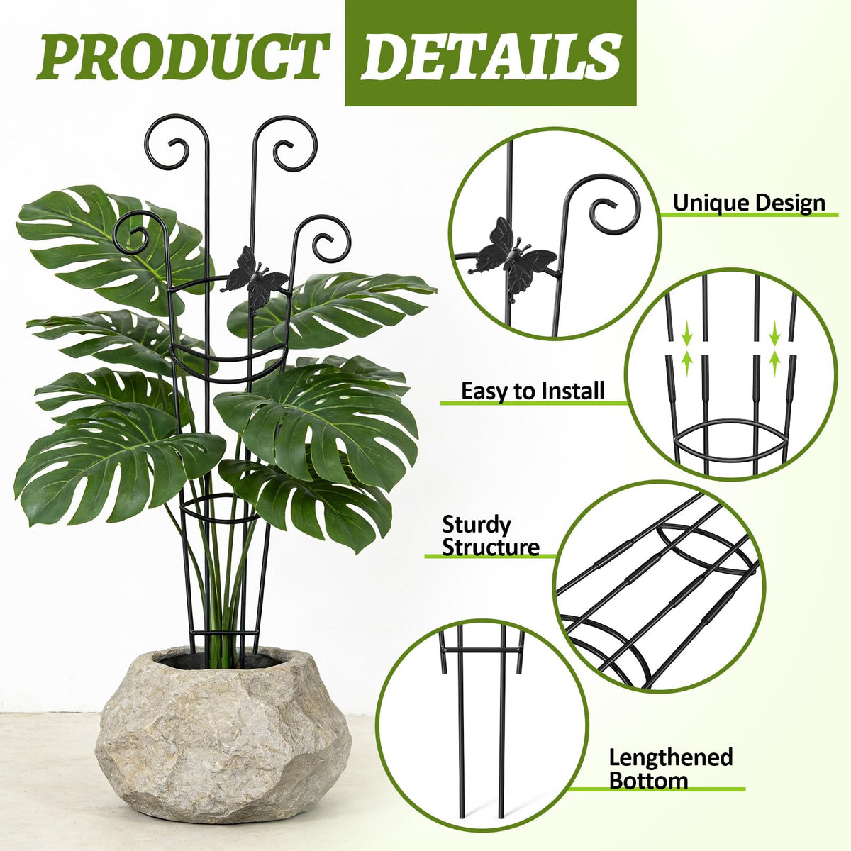 Netuaoo plant trellis base secured in soil for sturdy upward support.