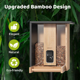 NETVUE Bamboo Bird Feeder two-way audio lets you hear birdsong.