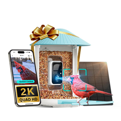 NETVUE Birdfy front view of the feeder for convenient backyard birdwatching.