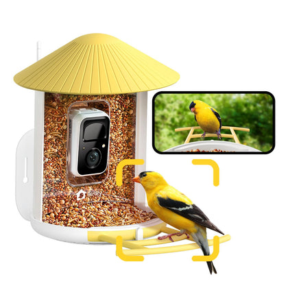 NETVUE Birdfy camera front view for crisp backyard recording and monitoring.