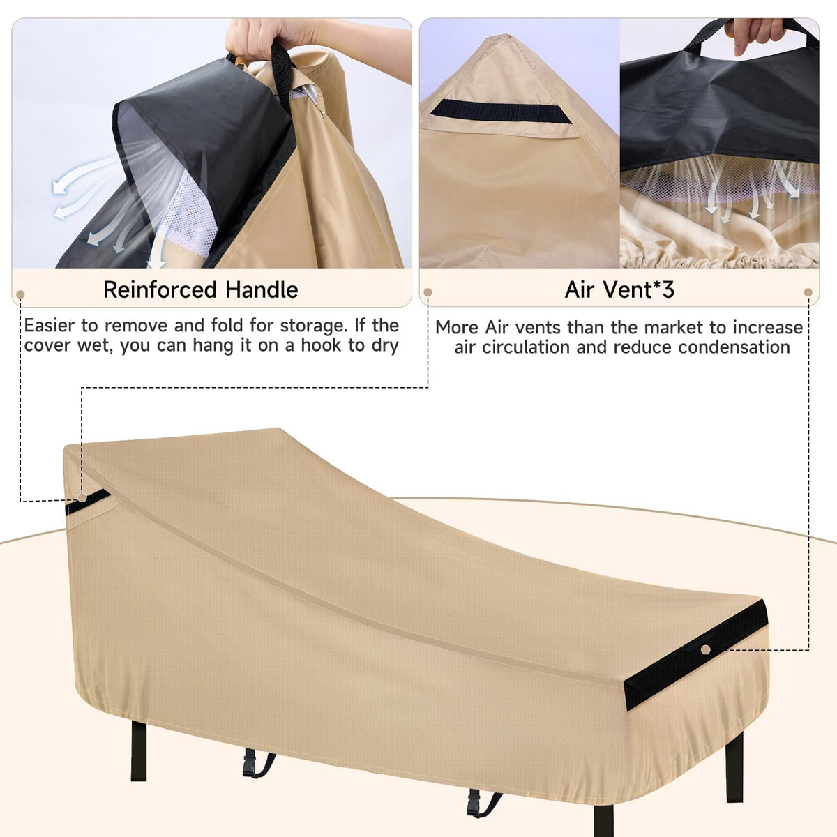 NeverLAND cover features air vents to improve airflow and keep fabric dry.