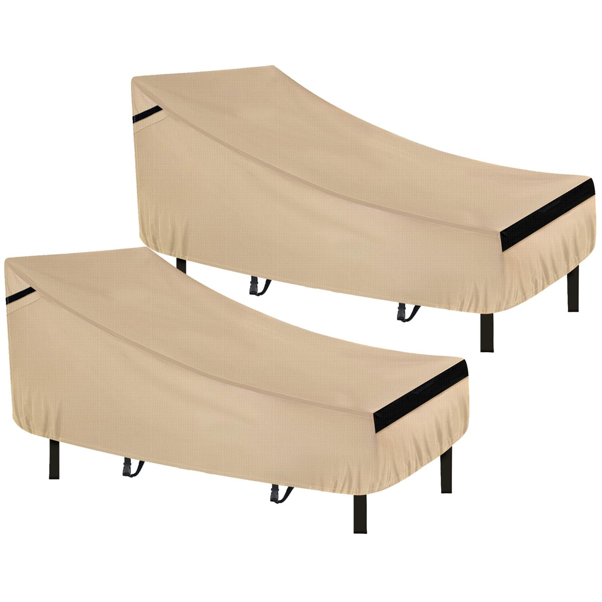 NeverLAND Chaise Lounge Cover front view protects outdoor chair from rain and sun.