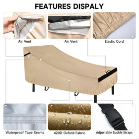 NeverLAND Chaise Lounge Cover uses waterproof Oxford fabric to resist moisture.